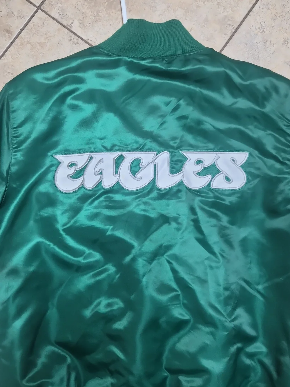 Mens Vintage Starter Eagles Jacket Varsity Jacket Bomber Green Retro Size Medium